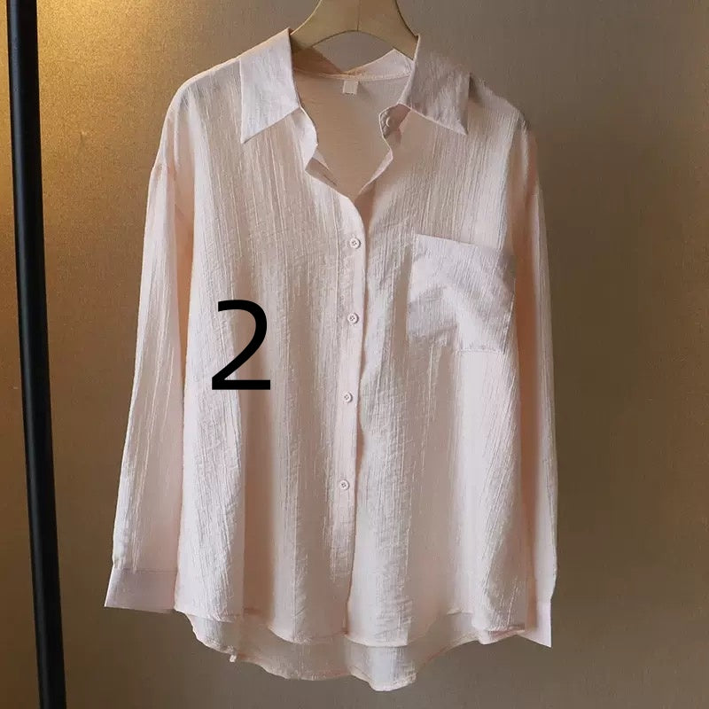 023 Slim-fit Women's Large-Sized Shirt with Long Sleeves for Sun Protection