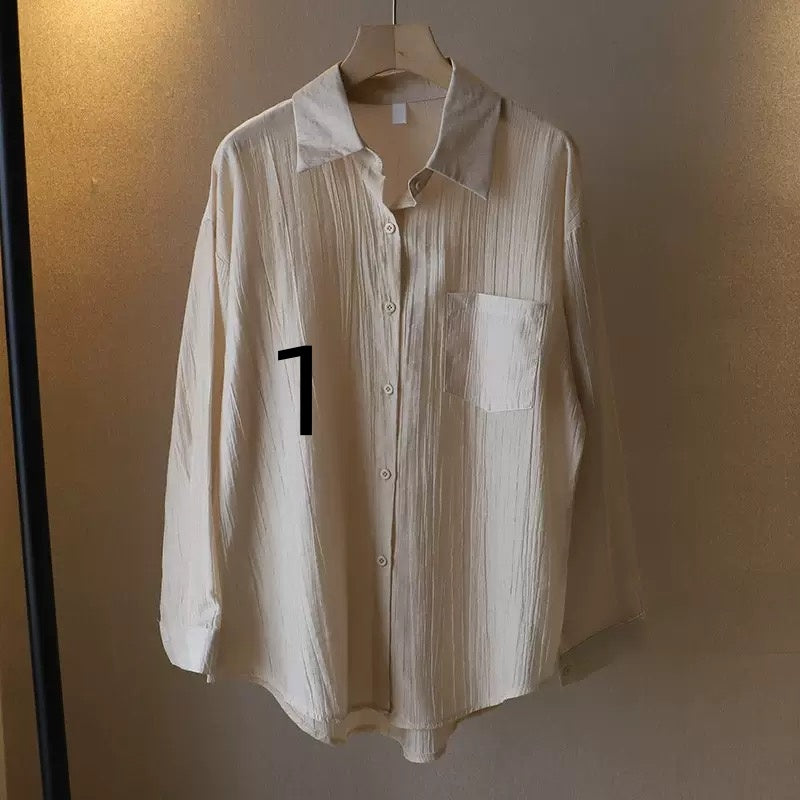 023 Slim-fit Women's Large-Sized Shirt with Long Sleeves for Sun Protection