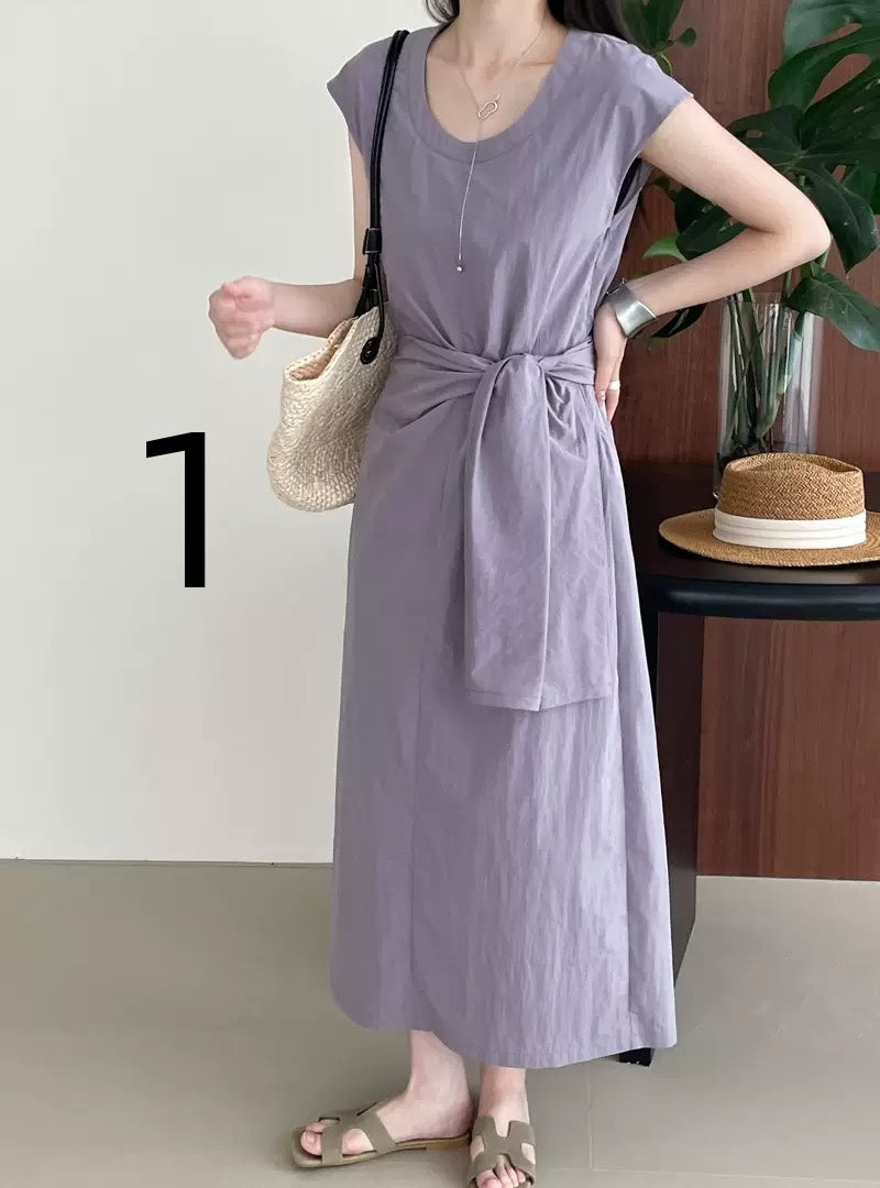 260 Ladies' A-line Dress - Loose Fit for Slimming Effect - Skirt with Slit and V-Neck Top