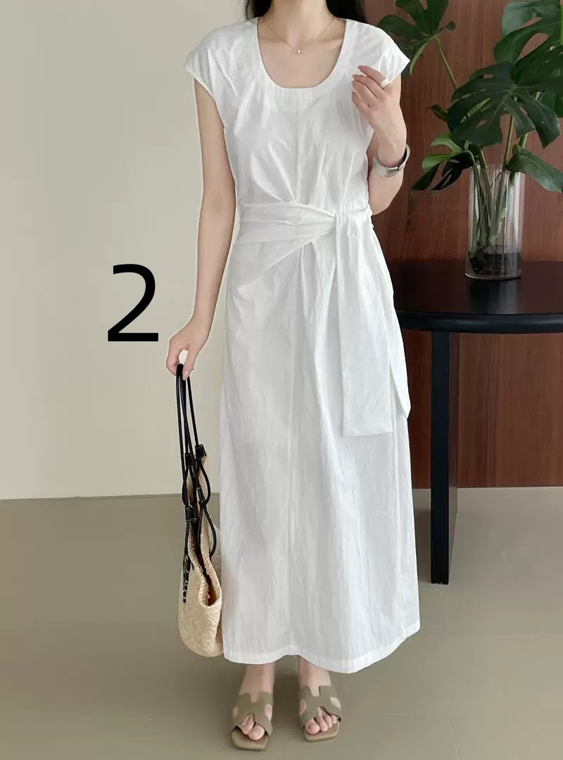 260 Ladies' A-line Dress - Loose Fit for Slimming Effect - Skirt with Slit and V-Neck Top