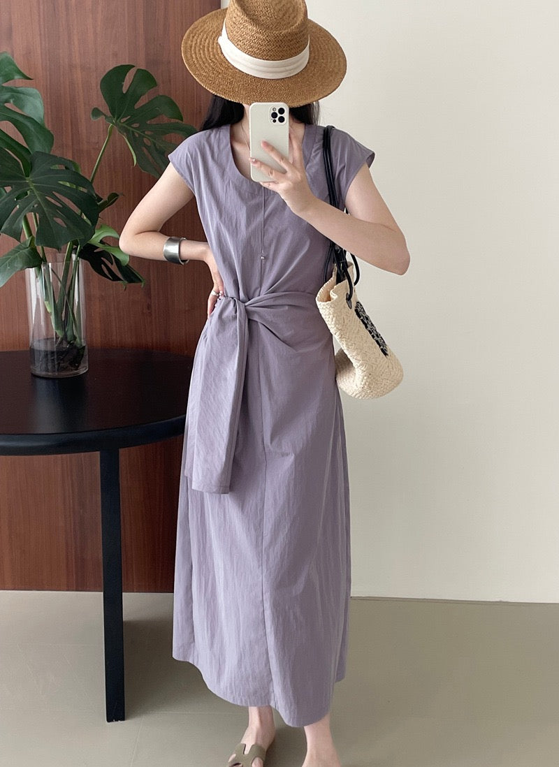 260 Ladies' A-line Dress - Loose Fit for Slimming Effect - Skirt with Slit and V-Neck Top