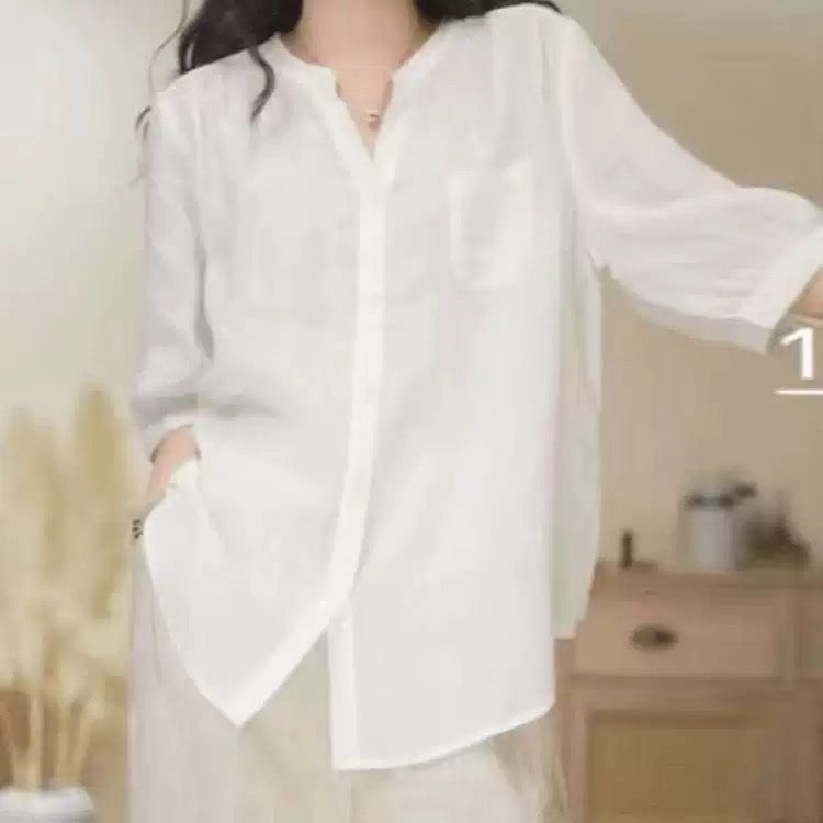 280 New Style Vintage Summer Lightweight Cotton-Linen Shirt for Women - Loose Fit Casual Shirt