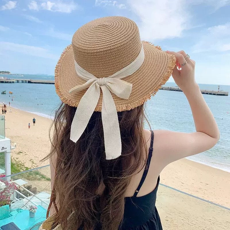 Boat hat for beach and seaside outing, women's sun protection hat, with lace design for sun shading.