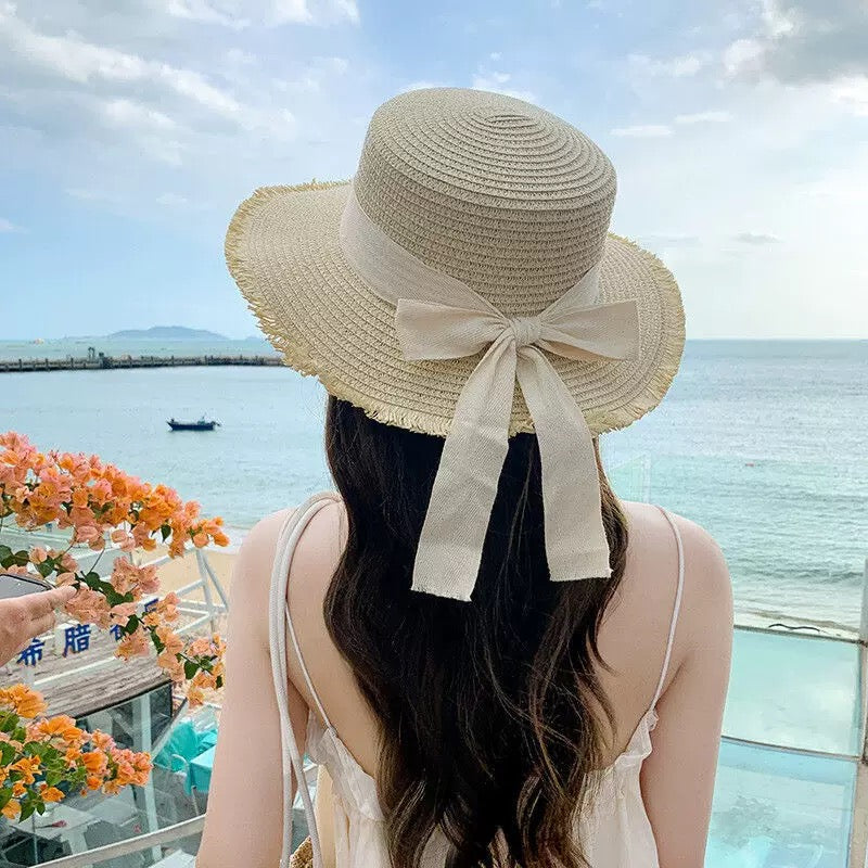 Boat hat for beach and seaside outing, women's sun protection hat, with lace design for sun shading.